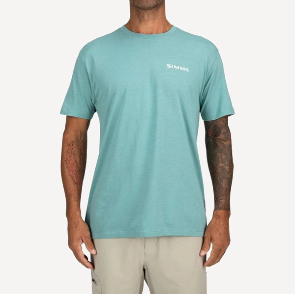 Футболка Simms Walleye Outline T-Shirt (Мужской; M; Oil Blue Heather)